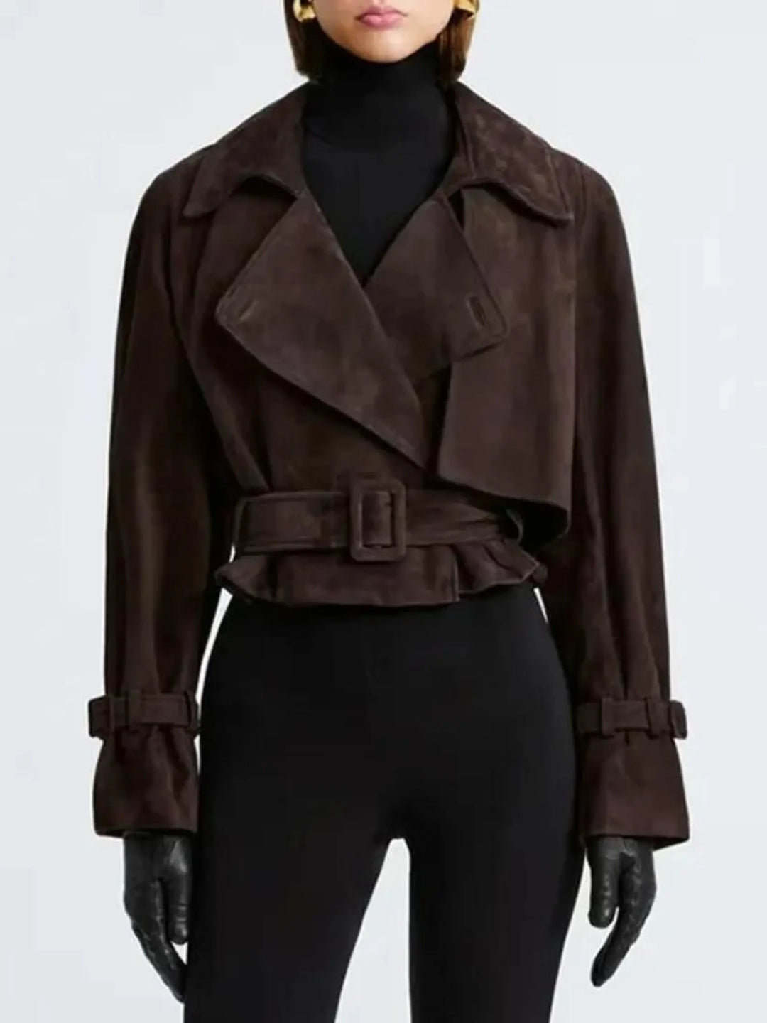cropped trench jacket with belted waist – SIENNA
