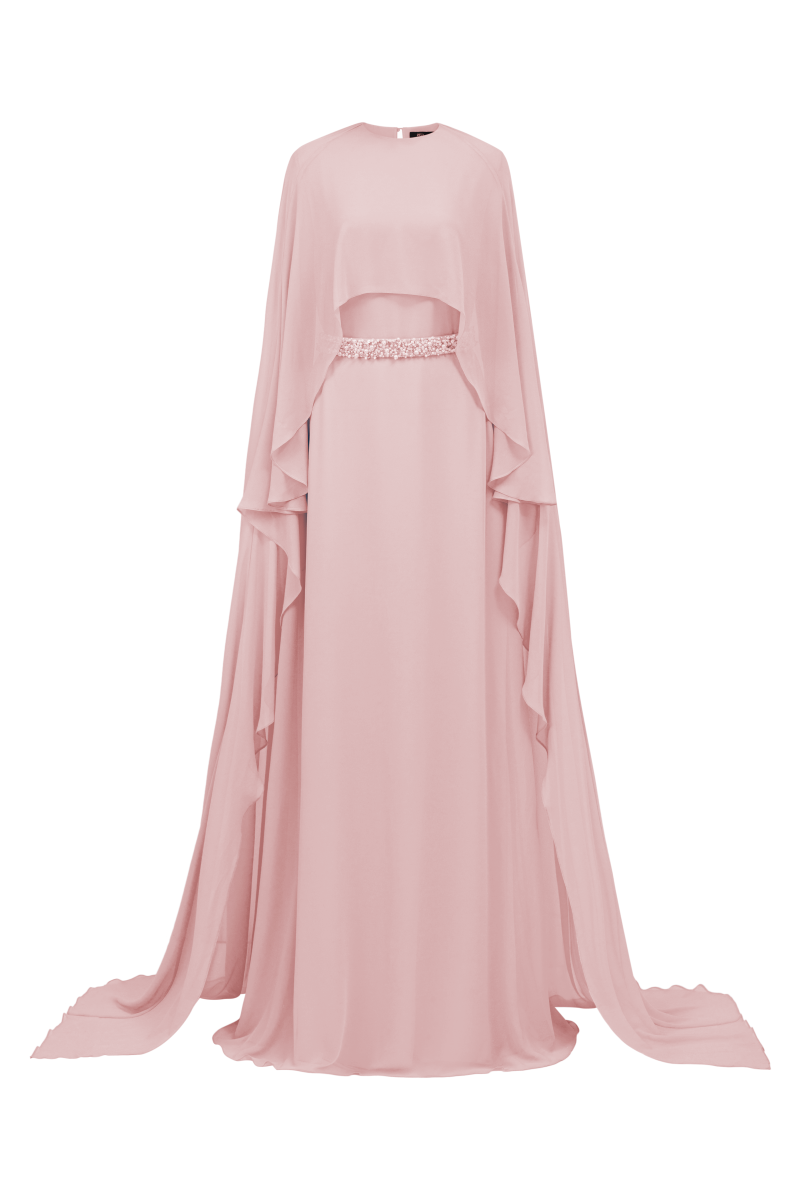 فستان كيب متدفق مع خصر مزخرف - بلوسوم