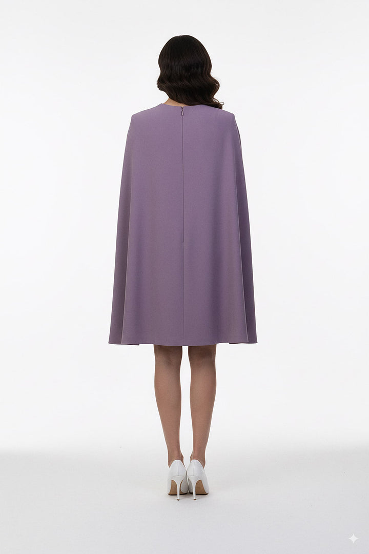 sleeveless sheath dress with cape overlay – VIOLETTA