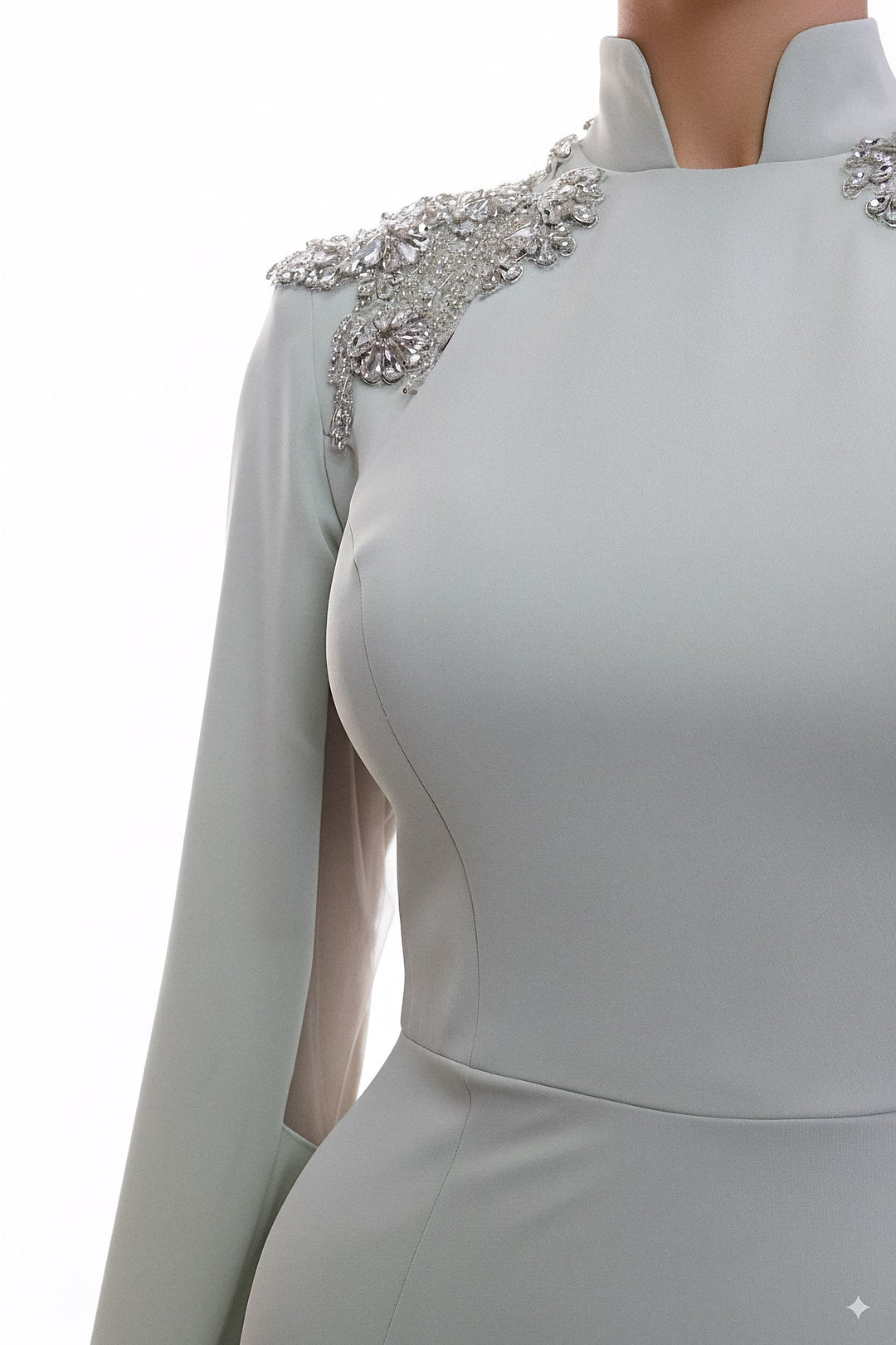 long-sleeve mermaid gown with embellished shoulder – SEGE