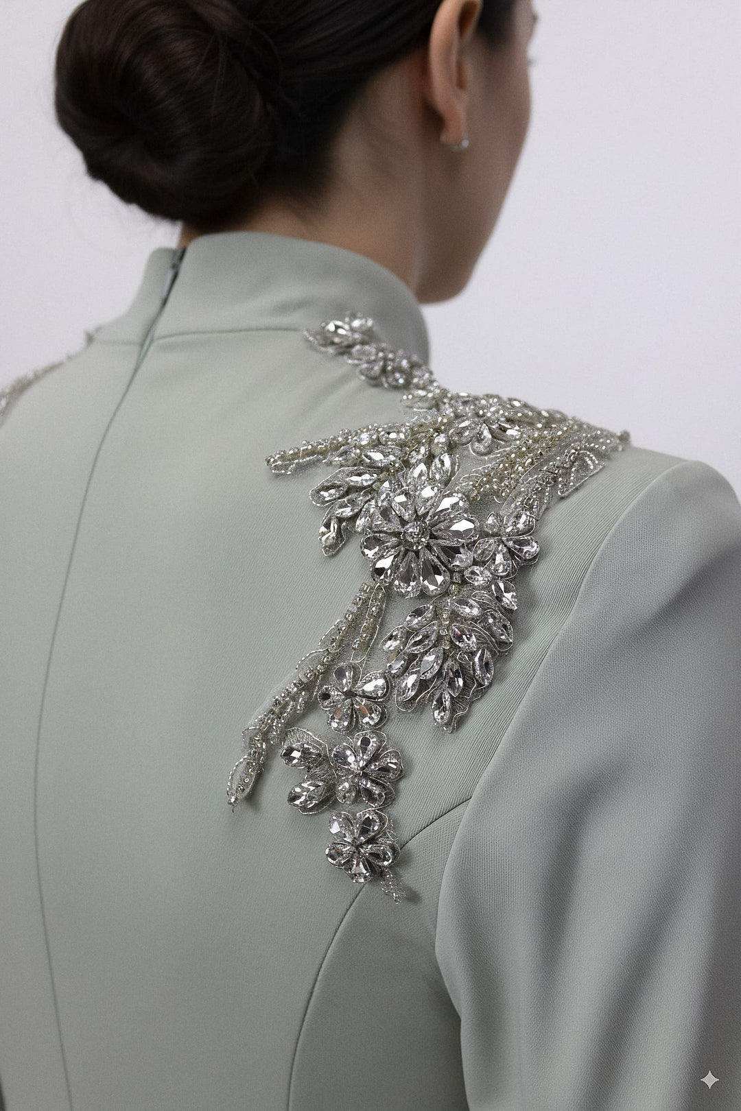 long-sleeve mermaid gown with embellished shoulder – SEGE