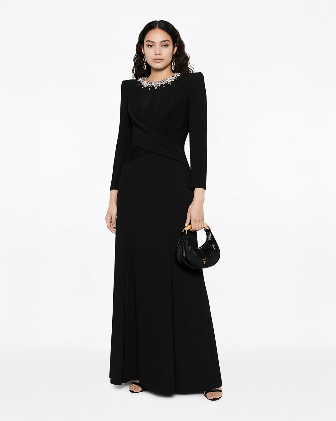 crystal neckline gown with draped bodice – Jiase-1