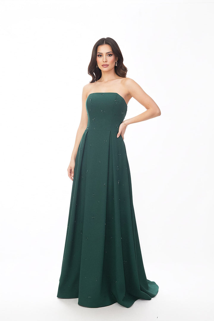 strapless embellished gown with A-line silhouette – FALENA