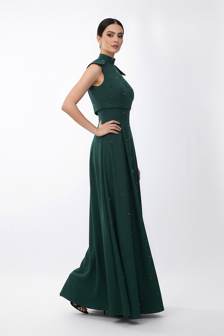 strapless embellished gown with A-line silhouette – FALENA