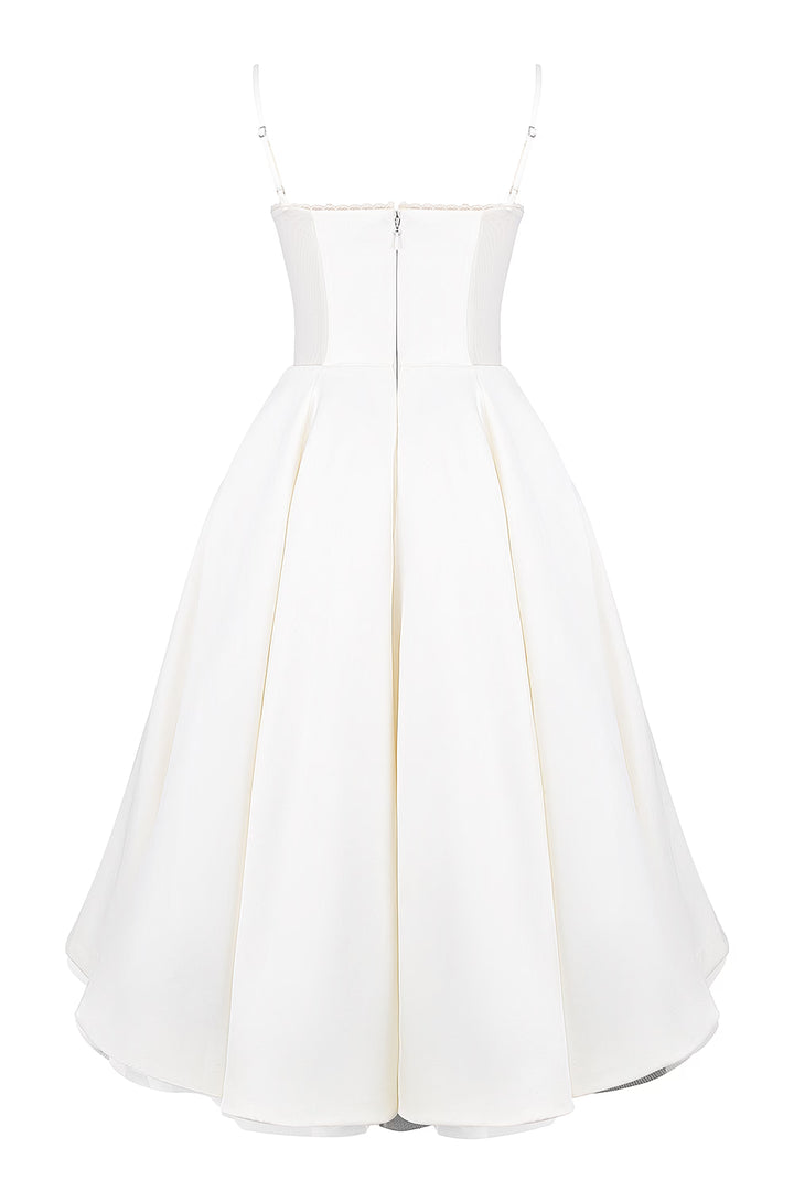 corset midi dress with flared satin skirt – MONZA