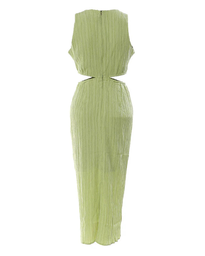 sleeveless pleated dress with front knot cutout – AURINDA