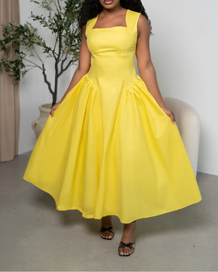 Haut à manches évasées plissées et ensemble jupe longue avec ceinture à la taille – Rosiny 