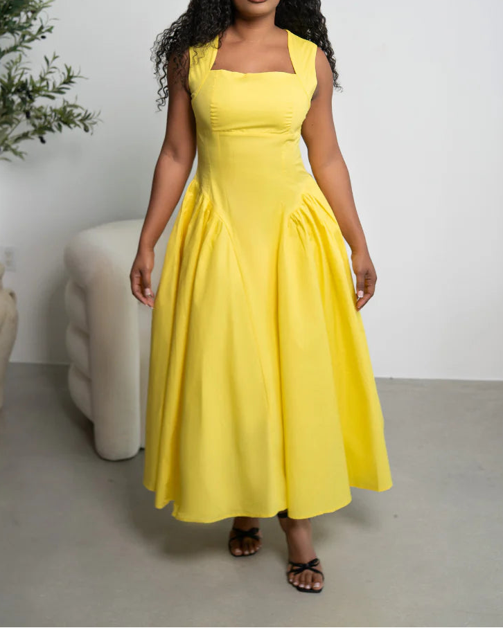 Haut à manches évasées plissées et ensemble jupe longue avec ceinture à la taille – Rosiny 