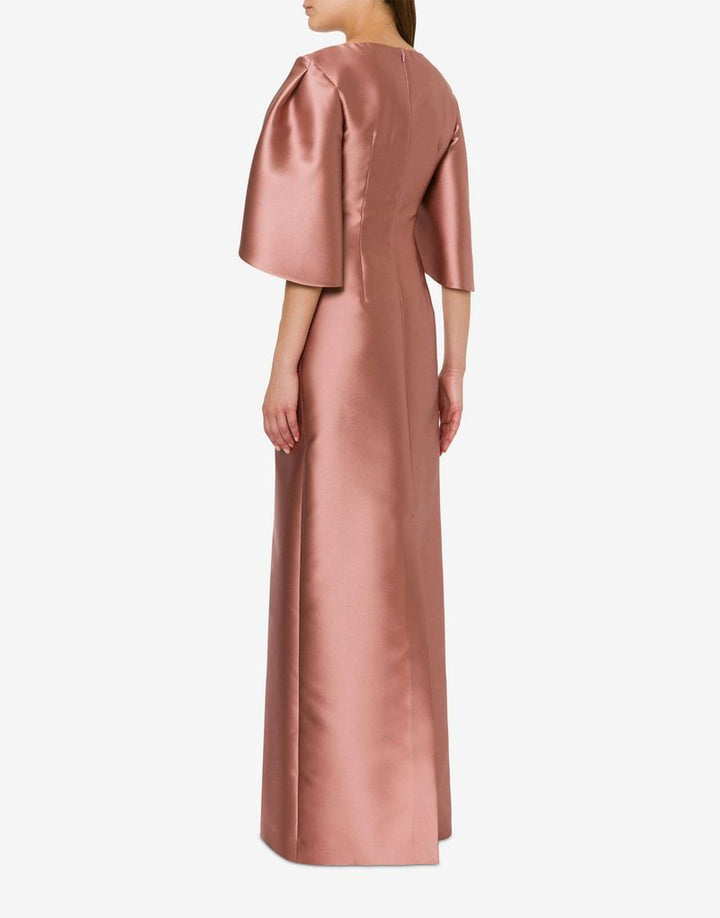 cape-sleeve satin column gown – ROSALINE