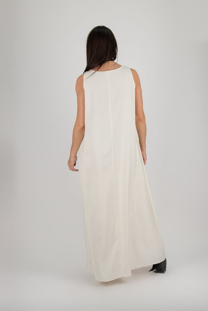 A Line Long Sleeveless Linen Dress