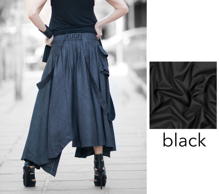 Asymmetrical Long Dark Grey Skirt