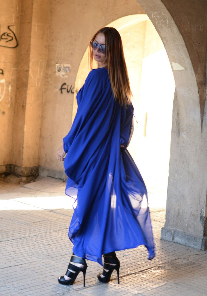 فستان شيفون ماكسي الأزرق